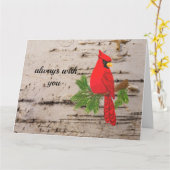 お見舞いカード、赤（鳥）ショウジョウコウカンチョウ、思いやりあるカード、 カード (黄色い花)