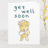 お見舞い：かわいい子犬 カード (黄色い花)