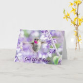 お見舞い |ハミングバードピンクと紫 カード (黄色い花)