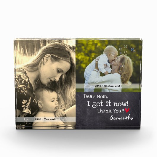 「お親愛母さん、分かりました感謝していよ」-パーソナライズされた フォトブロック (正面)