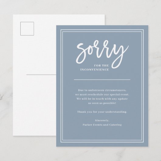 お詫び | キャンセルまたは延期 案内ポストカード (正面/裏面)