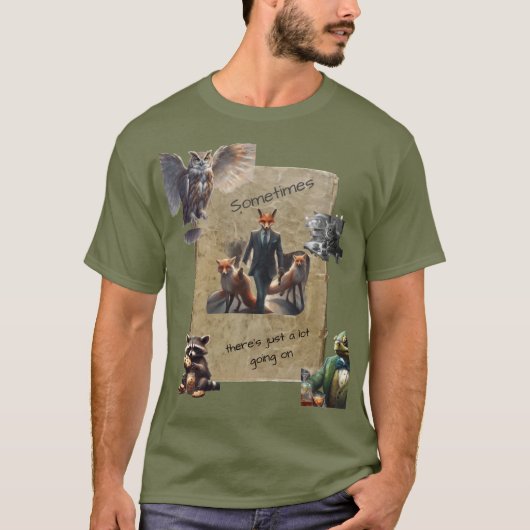 お話の中の森の動物たちがいっぱい Tシャツ (正面)