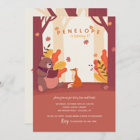 お話の誕生日パーティーの時間 招待状 (正面/裏面)