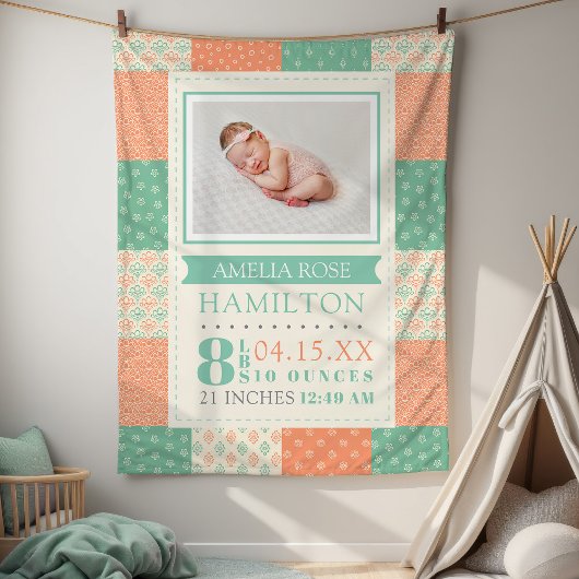 お誕生情報 フォト 赤ちゃん フリースブランケット