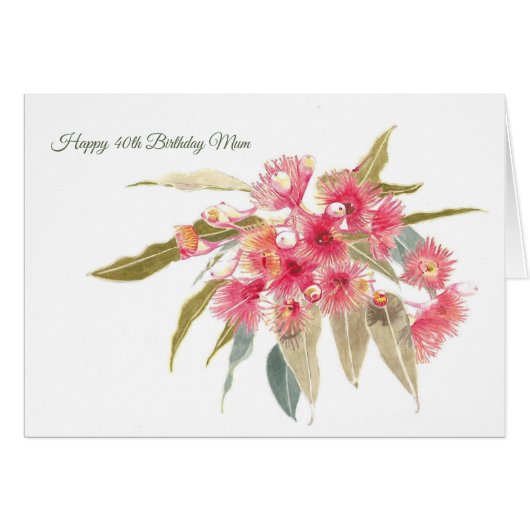 お誕生日おばあちゃん40歳フローラグリーティングカード (正面横)