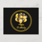 お誕生日おめでとうございます。エレガントな黒と金の、 ポストカード (正面)