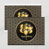 お誕生日おめでとうございます。エレガントな黒と金の、 ポストカード (正面/裏面)