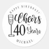 お誕生日おめでとうございます 年齢男性 タイポグラフィー ラウンドシール (正面)