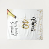 お誕生日おめでとうございます！#歳のブラックゴールドバックドロップ タペストリー (正面(横))