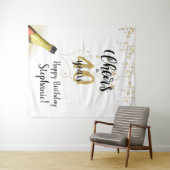 お誕生日おめでとうございます！#歳のブラックゴールドバックドロップ タペストリー (インサイチュ(横))