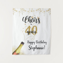 お誕生日おめでとうございます!#歳のブラックゴールドバックドロップ タペストリー