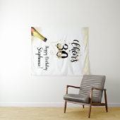 お誕生日おめでとうございます！#歳のブラックゴールドバックドロップ タペストリー (インサイチュ(横))