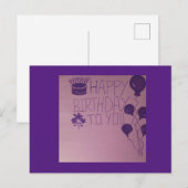 お誕生日おめでとうございます 紫の花のボール ポストカード (正面/裏面)