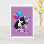 お誕生日おめでとうねこ カード (黄色い花)