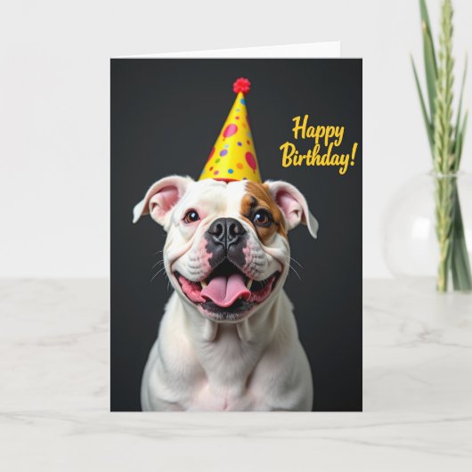 お誕生日おめでとうのまだら犬グリーティングカード カード (正面)