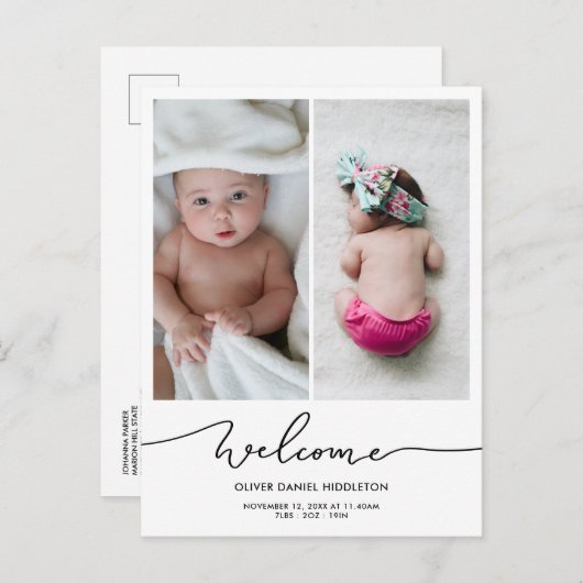 お誕生日おめでとうのスクリプモダント写真 案内ポストカード (正面/裏面)