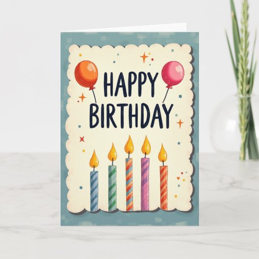 お誕生日おめでとうのボーダーカード カード (正面)