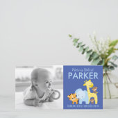 お誕生日おめでとうの写真カード（青） 案内状 (スタンド正面)