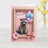 お誕生日おめでとうの動物カード カード (黄色い花)
