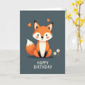 お誕生日おめでとうの動物カード カード (黄色い花)