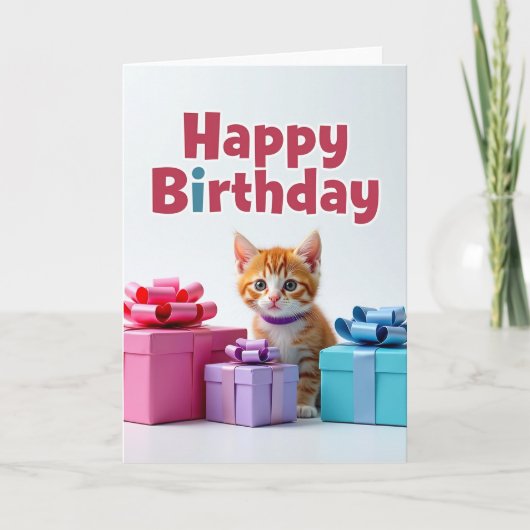 お誕生日おめでとうの子猫ギフトカード カード (正面)
