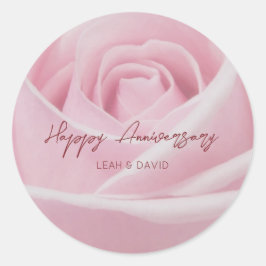 お誕生日おめでとうの特別なピンクのバラ ラウンドシール