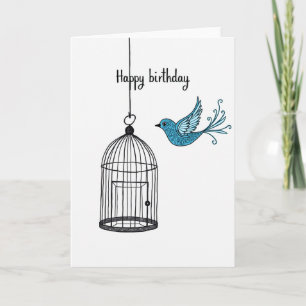 お誕生日おめでとうの鳥のイラストカード カード
