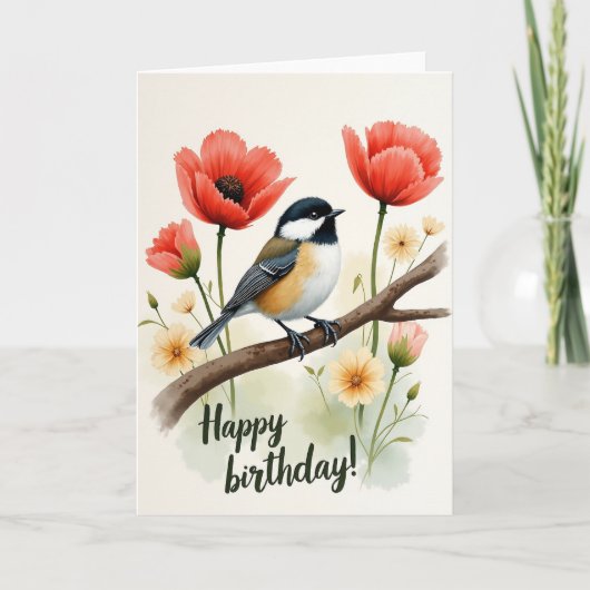 お誕生日おめでとうの鳥カード カード (正面)