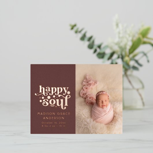 お誕生日おめでとうはがき | Happy Soul 箔招待状ポストカード (立ち正面)