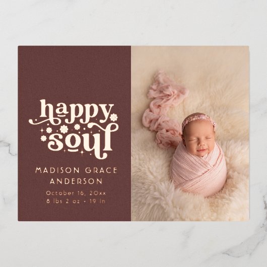 お誕生日おめでとうはがき | Happy Soul 箔招待状ポストカード (正面)