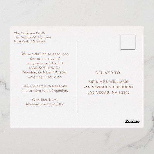 お誕生日おめでとうはがき | I'm New Here 箔招待状ポストカード (裏面)