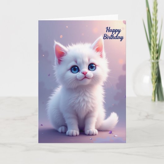 お誕生日おめでとうふわふわ子猫カード カード (正面)