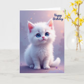 お誕生日おめでとうふわふわ子猫カード カード (黄色い花)