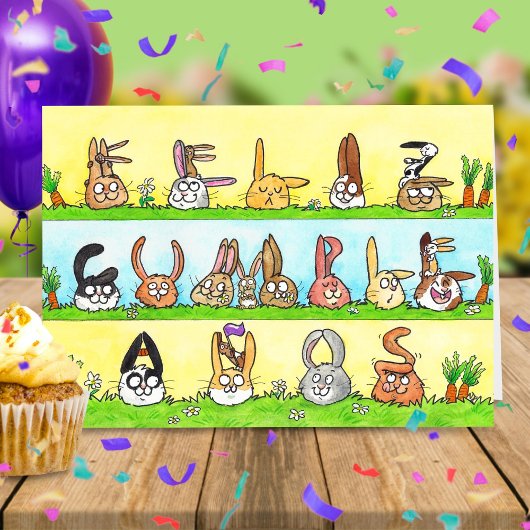 お誕生日おめでとうウサギ グリーティングカード サンキューカード
