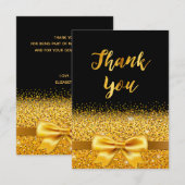 お誕生日おめでとうカード ブラック ゴールド エレガント サンキューカード (正面/裏面)