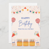 お誕生日おめでとうカード 招待状 (正面/裏面)