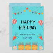 お誕生日おめでとうカード 招待状 (正面/裏面)