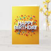 お誕生日おめでとうキューブバーストカード カード (黄色い花)
