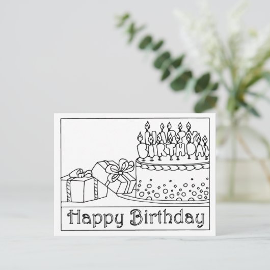お誕生日おめでとうケーキのポストカードです。 ポストカード (スタンド正面)