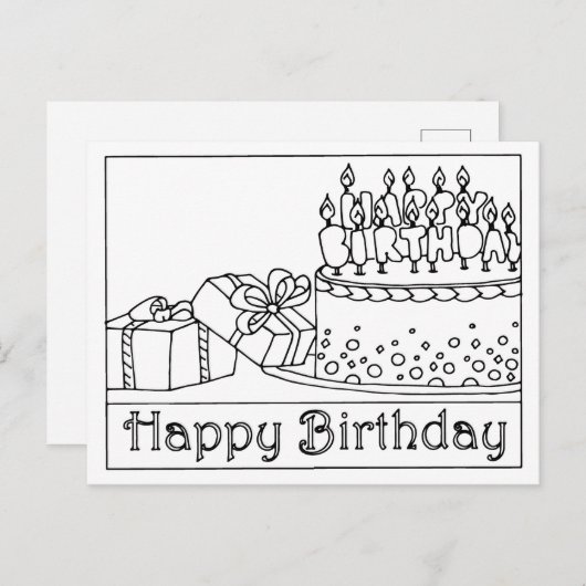お誕生日おめでとうケーキのポストカードです。 ポストカード (正面/裏面)