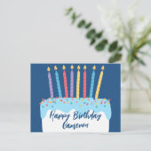 お誕生日おめでとうケーキ オリジナルデザイン ポストカード (スタンド正面)