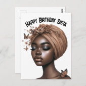 お誕生日おめでとうシスタ 黒い女の子の魔法 メラニン クィーン ポストカード (正面/裏面)