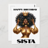 お誕生日おめでとうシスタ 黒人女性 メラニン女王 ポストカード (正面/裏面)