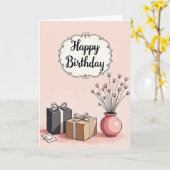 お誕生日おめでとうスクロールカード カード (黄色い花)