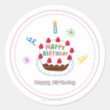 お誕生日おめでとうステッカー かわいいケーキ 風船 パーティー