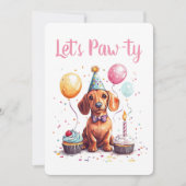 お誕生日おめでとうダックスフンド！パーティしよう 招待状 (正面)