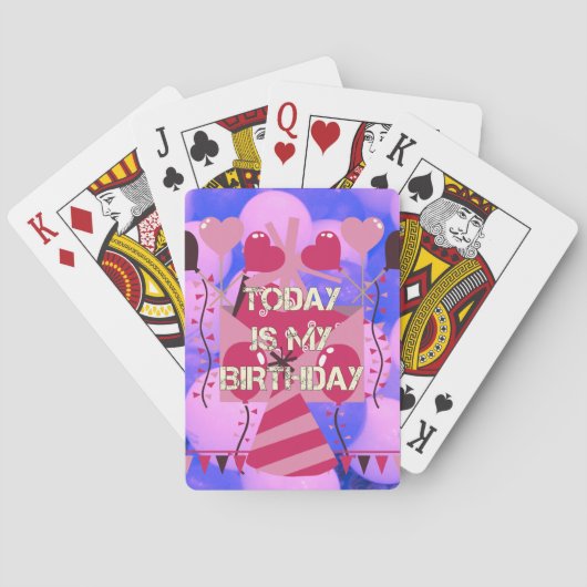 お誕生日おめでとうデザイン: 今日は私の誕生日です トランプ (裏面)