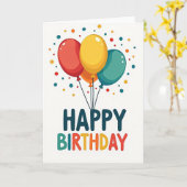 お誕生日おめでとうドットカード カード (黄色い花)