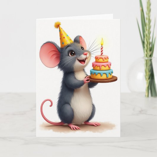 お誕生日おめでとうネズミカード カード (正面)