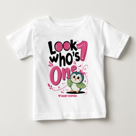 お誕生日おめでとうハッピーオウル ベビーTシャツ (正面)